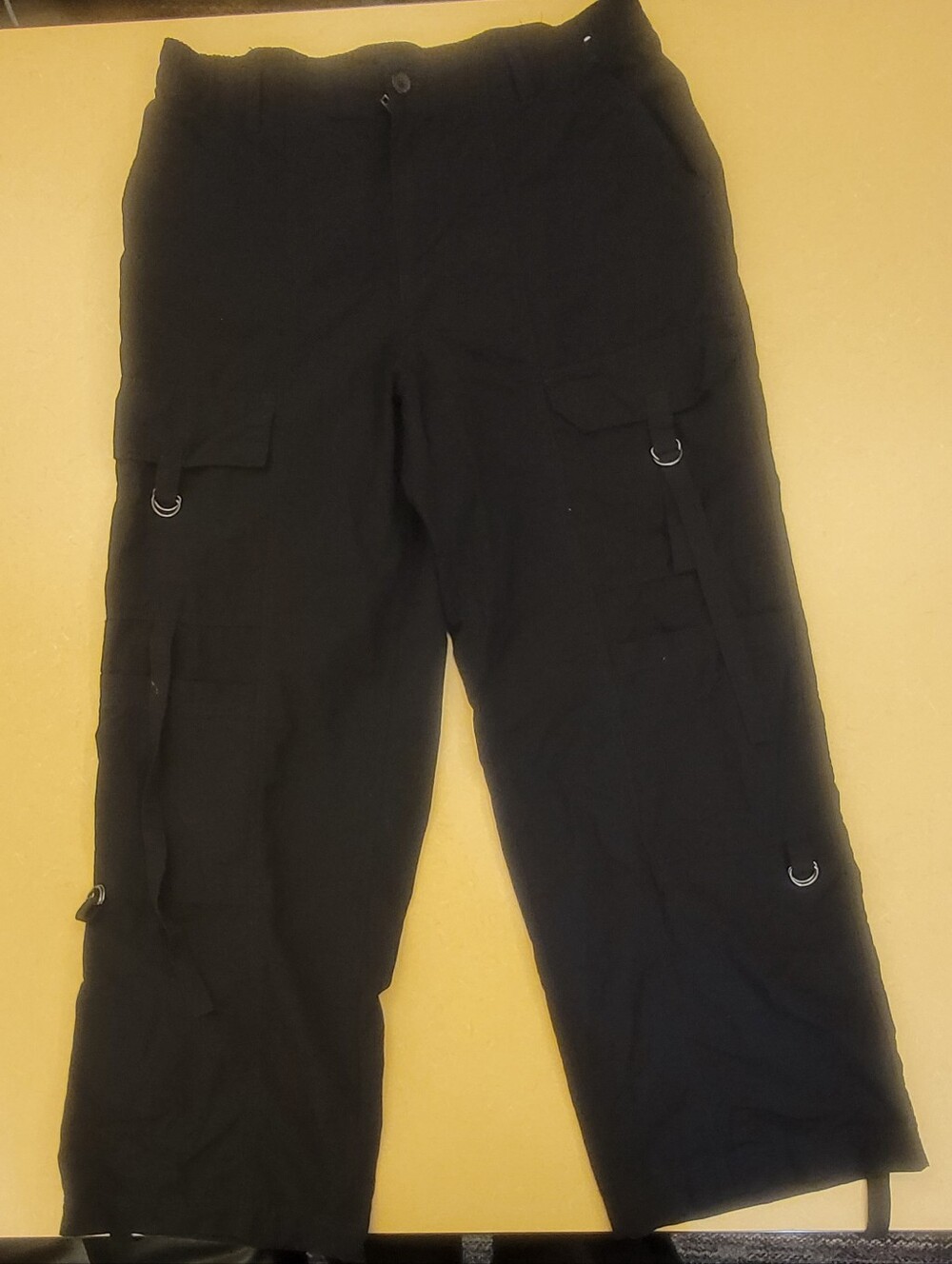Aeropostale Black Convertible Cargo Pants Size L D-Ring Utility Y2K Techwear